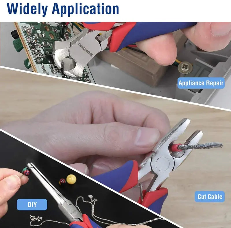 WORKPRO Mini Pliers Set – 6-Piece Compact Hand Tool Kit with Carrying Pouch