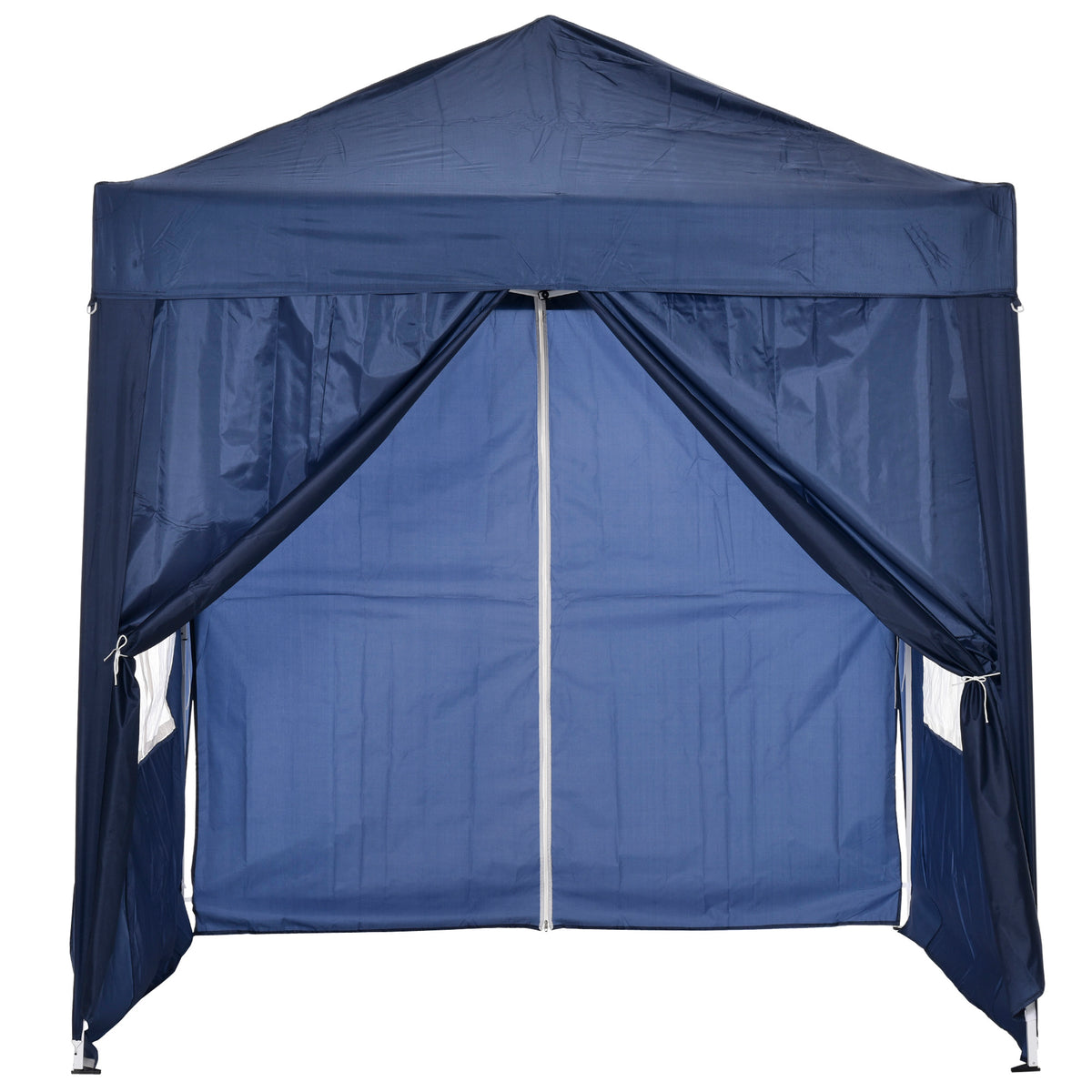 Outsunny Faltpavillon, Bierzelt, 4 abnehmbare Seitenwände, 2 Fenster, Metallrahmen, 2 x 2m, Blau