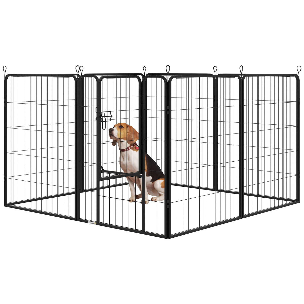 PawHut Welpenauslauf Freigehege Laufstall für Haustier Laufgitter Laufstall Hundegehege individuell gestaltbare Form mit Tür Metall 80 x 100 cm  Schwarz