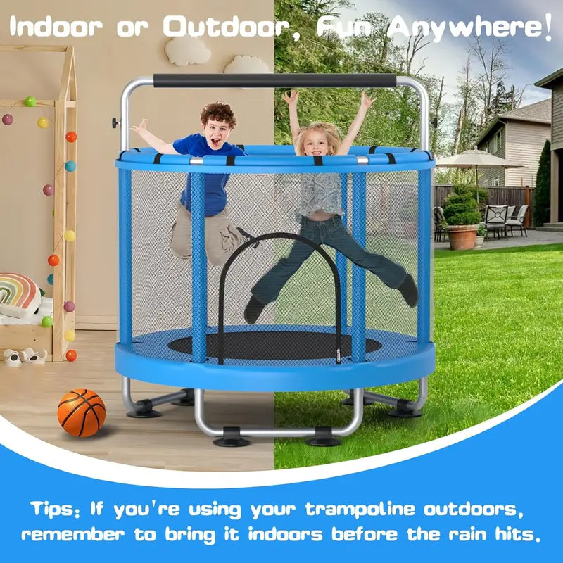 ZCMHAXJ Kids' Trampoline with Adjustable Gymnastics Bar & 7 Interactive Accessories