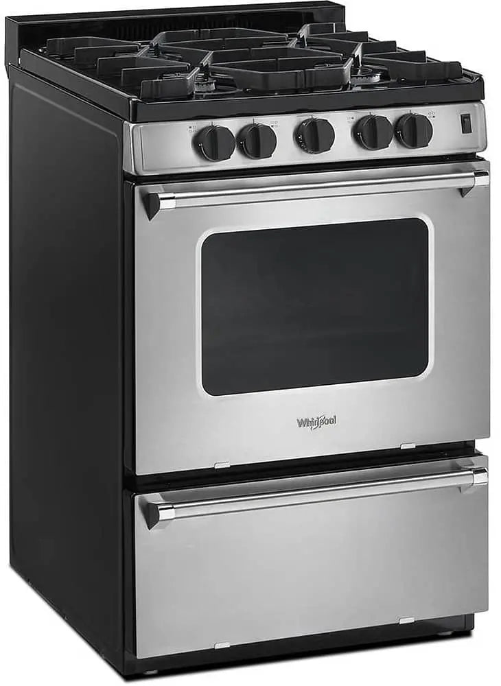 Whirlpool 24-Inch Freestanding Gas Range – ADA-Compliant with Sealed Burners & Stainless Finish