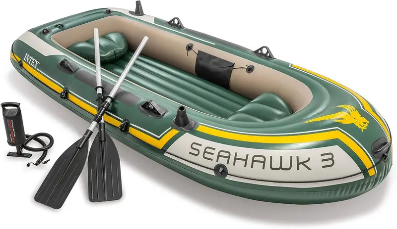 INTEX Seahawk 3 Inflatable Boat Set   790lb Weight Capacity