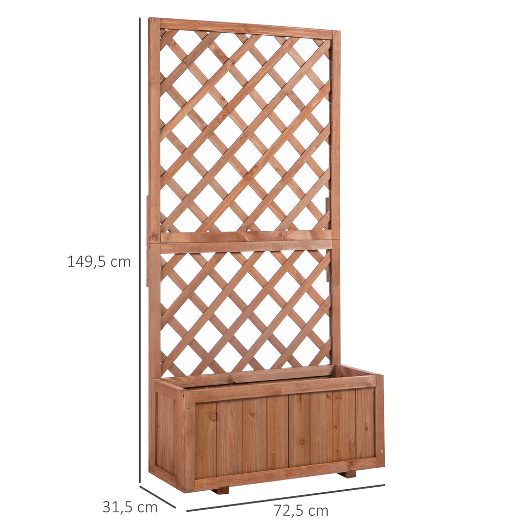 Outsunny Hochbeet Pflanzenkasten mit Rankgitter, Spalier Pflanzkübel, Blumenkasten Holz, 72,5x31,5x149,5cm für Garten Balkon Terasse, Blumenkübel für Kletterpflanzen, Blumen, Orange