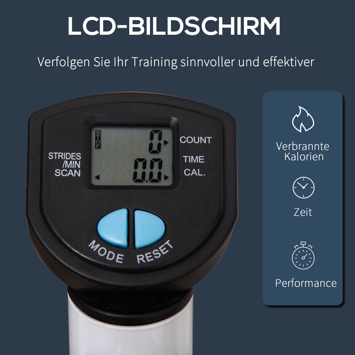 HOMCOM Stepper Fitnessgerät, LCD-Monitor, rutschfeste Pedale, Stahl und ABS, 55x44x108 cm, bis 100 kg