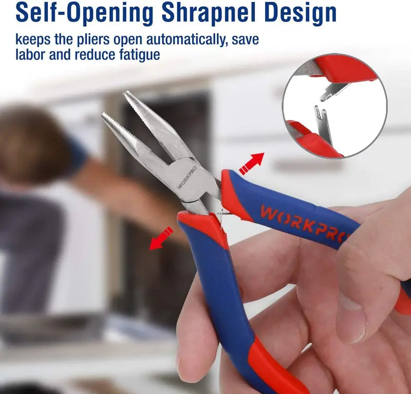 WORKPRO Mini Pliers Set – 6-Piece Compact Hand Tool Kit with Carrying Pouch