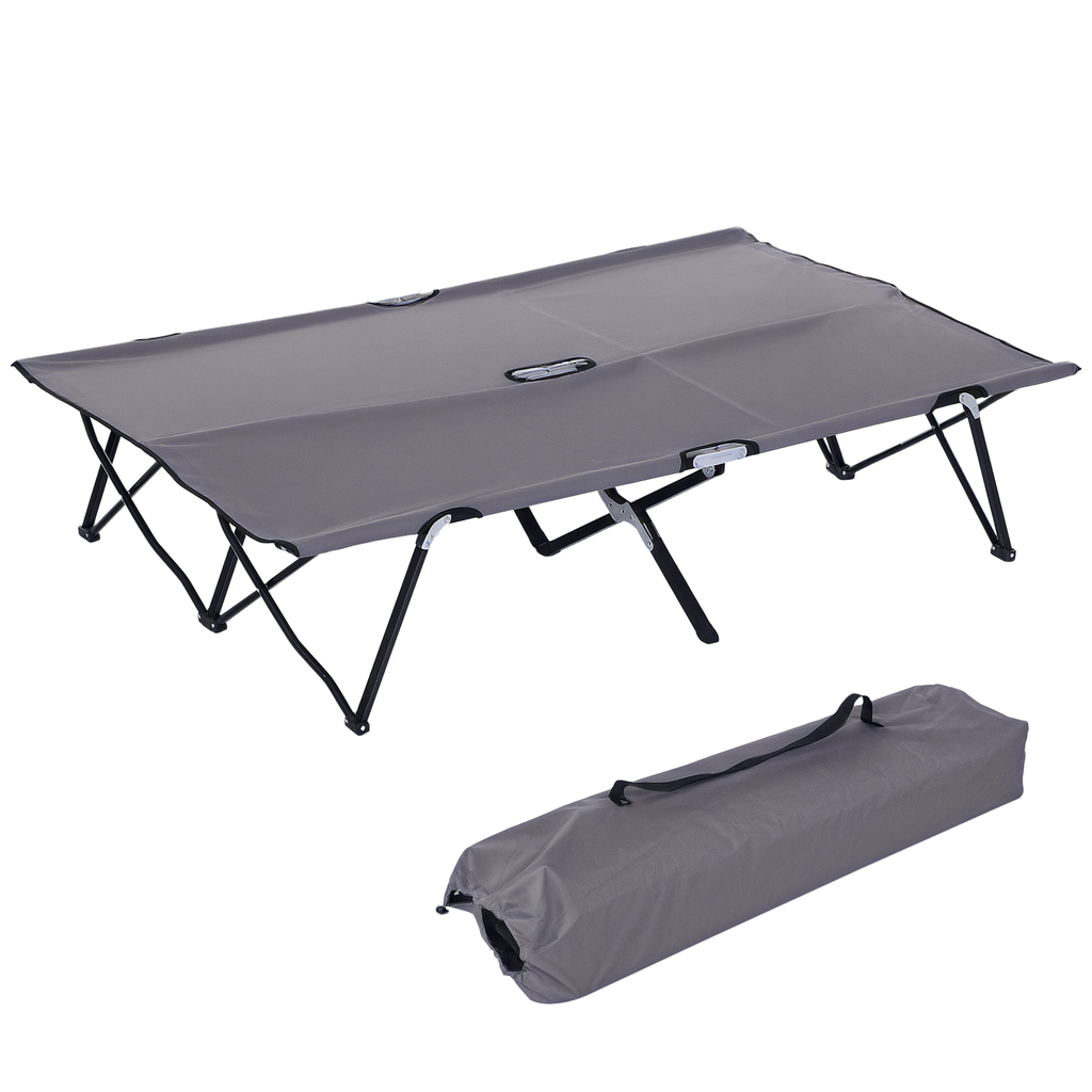Outsunny Campingliege, Campingbett für bis zu 2 Personen, 193L x 125B x 40H cm, Grau