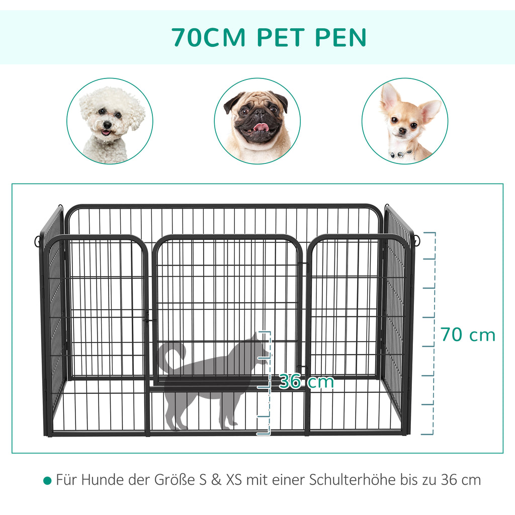 PawHut Welpenauslauf, klappbar, 1 Tür,  129 cm x 84 cm x 70 cm Schwarz