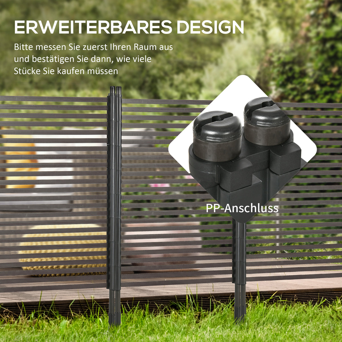 Outsunny Metallzaun, erweiterbar, wetterfest, rostfrei, Stahl, braun, 93 x 22 x 150cm