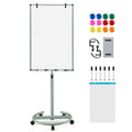Height-Adjustable Mobile Dry Erase Board – 40″ x 26″ on Stable Round Wheeled Stand