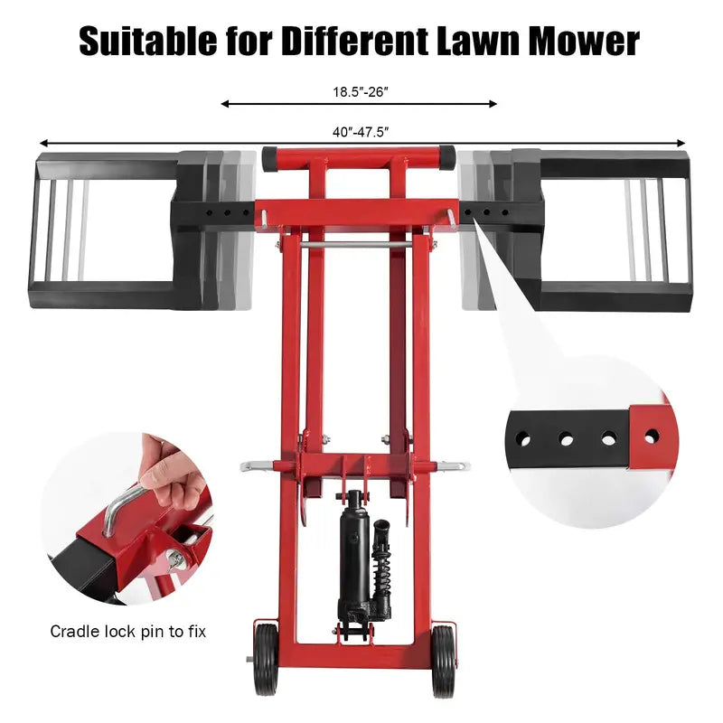 Hydraulic Lawn Mower Lift Stand – 500 lb Capacity, Tool-Free Assembly