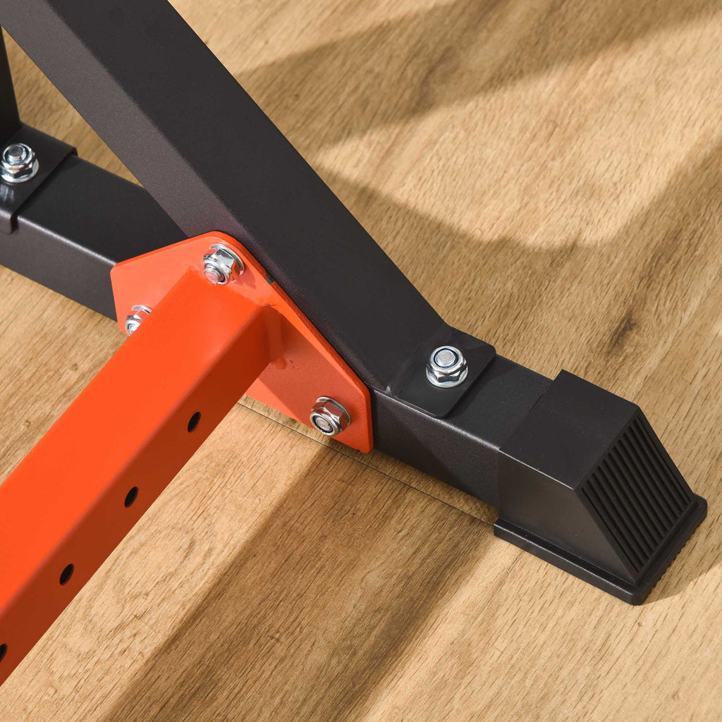 HOMCOM Langhantelständer, höhenverstellbar 77-122 cm, bis 150 kg, rutschfeste Gummifüße, Stahl, Rot+Schwarz