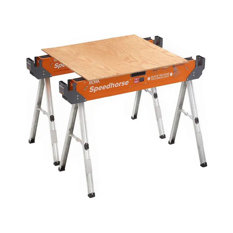 H-Style Steel Sawhorse – 30-Inch Height, Auto-Release Legs, 2-Pack