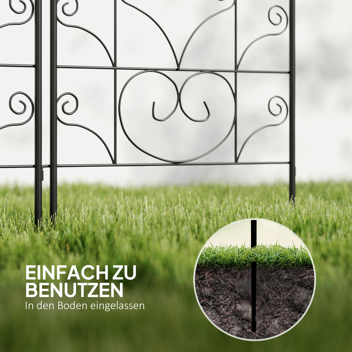 Outsunny Rankgitter Metall 2er Set zum Stecken rostfrei Rankhilfe mit Vogeldesign für Kletterpflanzen 50x120 cm Schwarz
