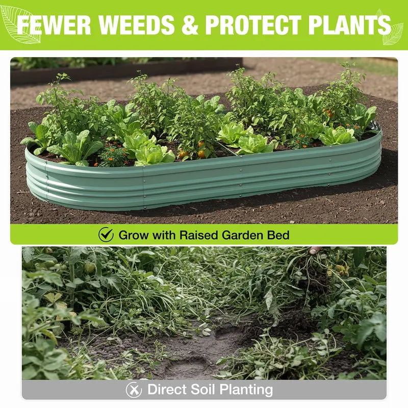 WORKPRO Twin Galvanized Raised Garden Beds – 8′ x 4′ x 1′, Easy-Assembly Outdoor Planters
