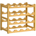 HOMCOM Weinregal aus Bambus für 16  Weinflaschen, 4 Regale, 43 cm x 23,5 cm x 38 cm Natur