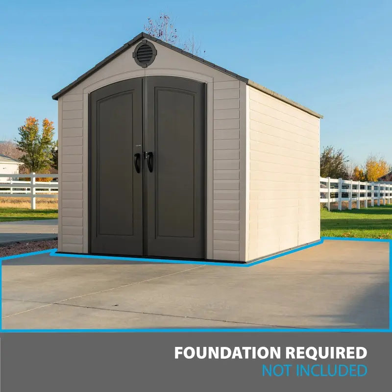Lifetime 8′ x 10′ Outdoor Storage Shed – Durable Polyethylene Structure with Lockable Doors & Ventilation