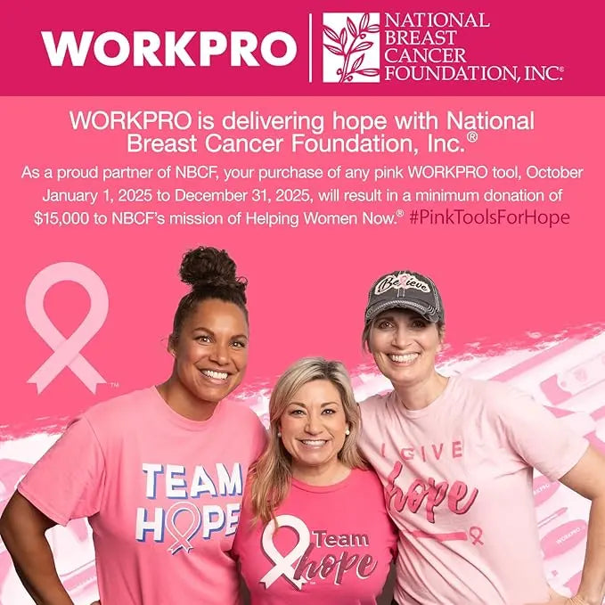 WORKPRO Complete Household Tool Set – 258 or 284 Pieces, Pink Ribbon Design