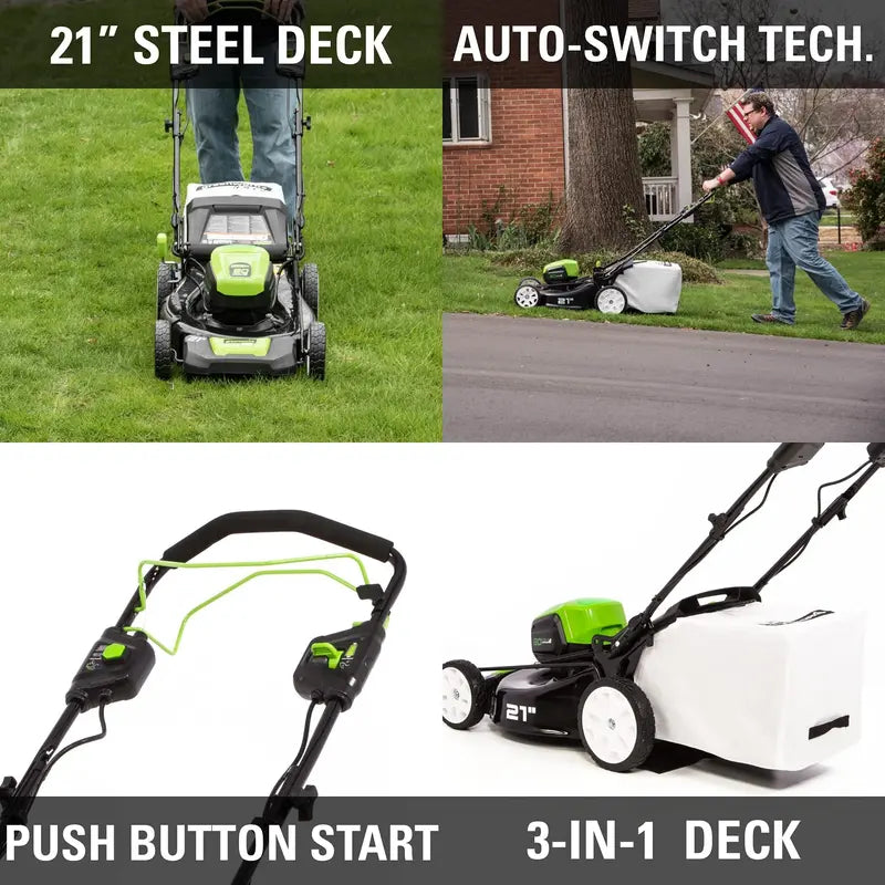 Greenworks 80V Self-Propelled Brushless Lawn Mower – 21-Inch Cutting Width, Cordless Electric