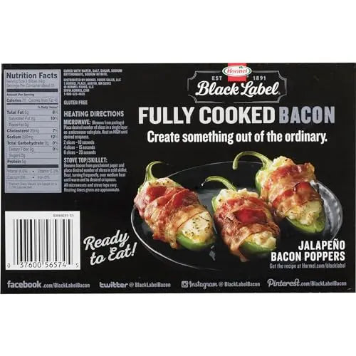Hormel Black Label Fully Cooked Bacon Family Pack, 7.56 oz