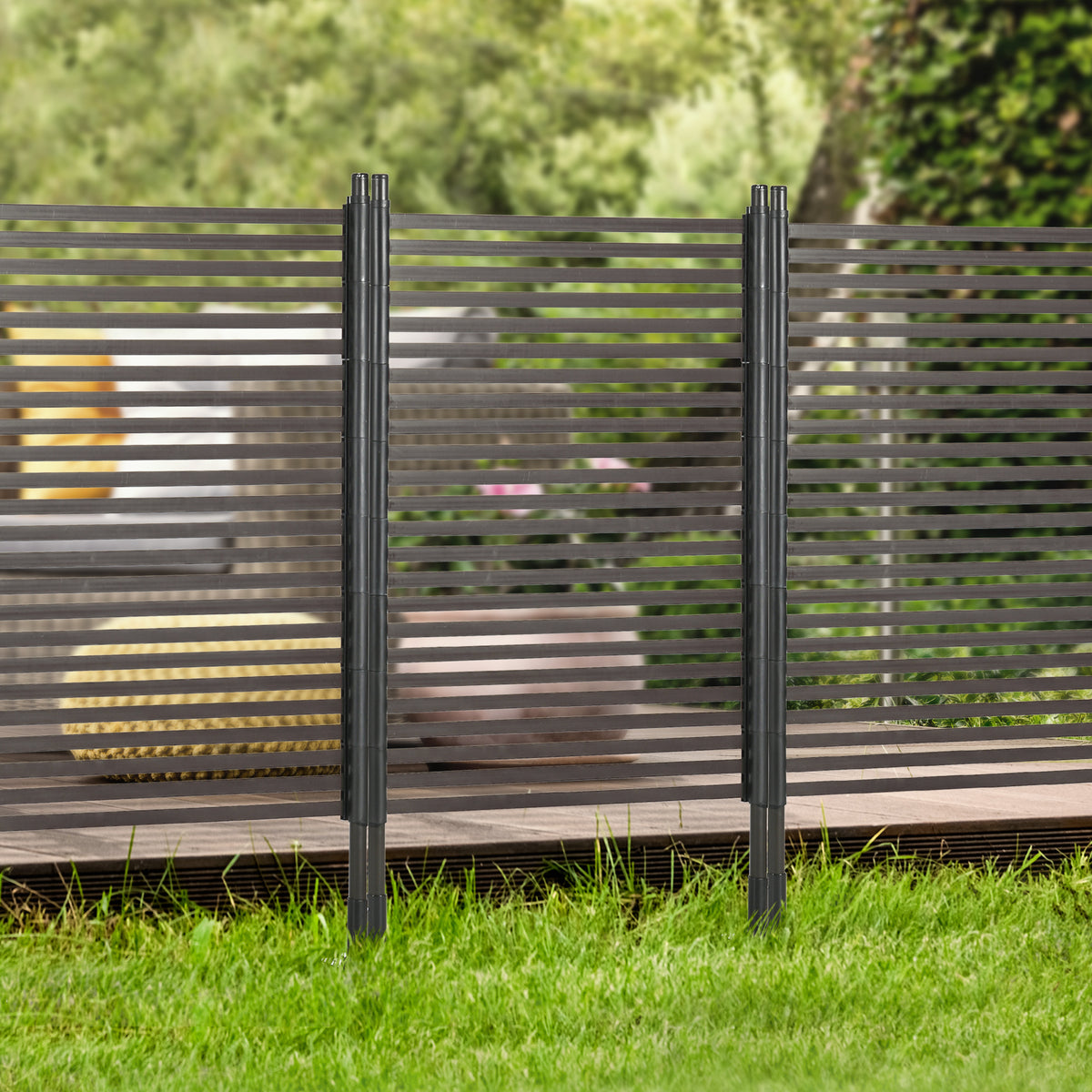 Outsunny Metallzaun, erweiterbar, wetterfest, rostfrei, Stahl, braun, 93 x 22 x 150cm