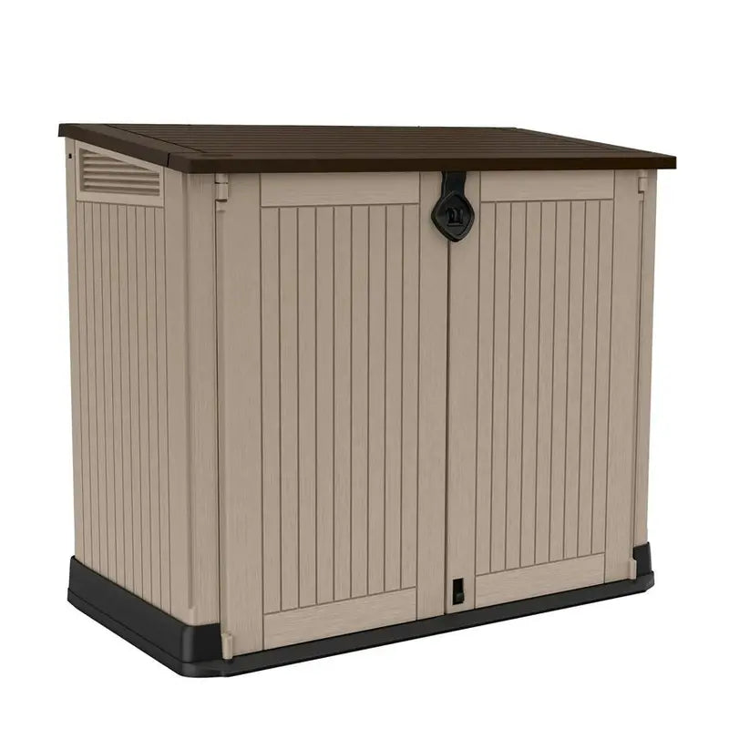 Keter Store-It-Out Midi Beige Resin Storage Shed – 30 Cubic Feet, Weather-Resistant Outdoor Unit