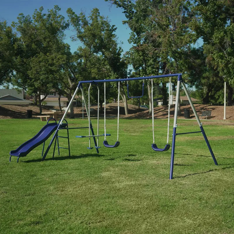 Outdoor Kids Swing Set – Backyard Playset Featuring Slide & Safety Features