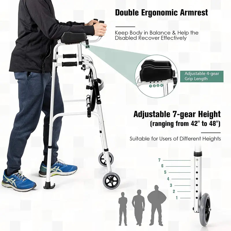 Lightweight Aluminum Foldable Walker – Durable Rehab Support Frame