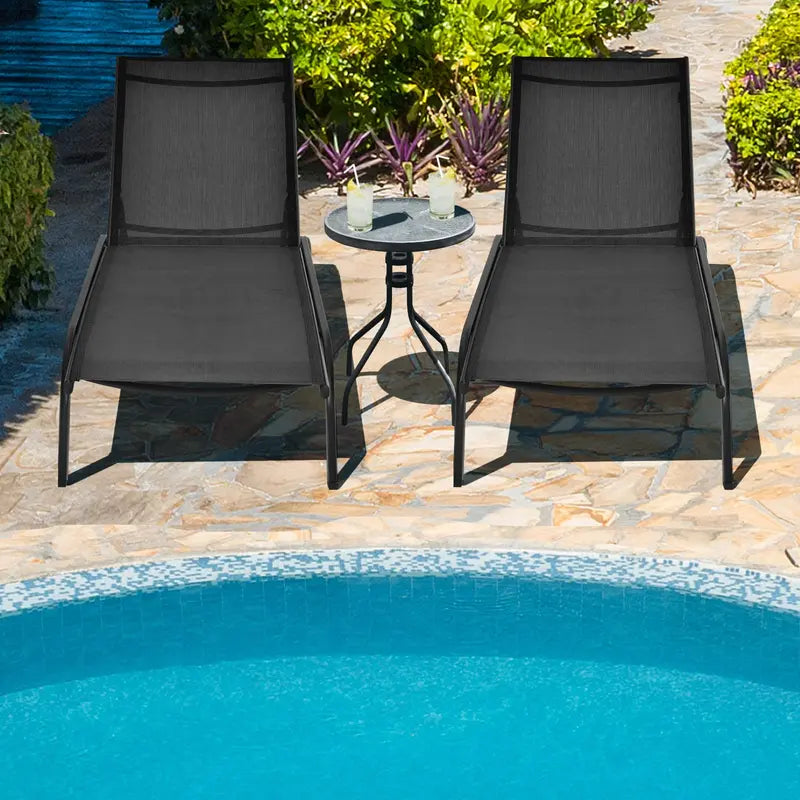 Premium Poolside Lounge Chair – Adjustable 6-Position Chaise with Smooth-Cast Wheels & Quick-Dry Fabric