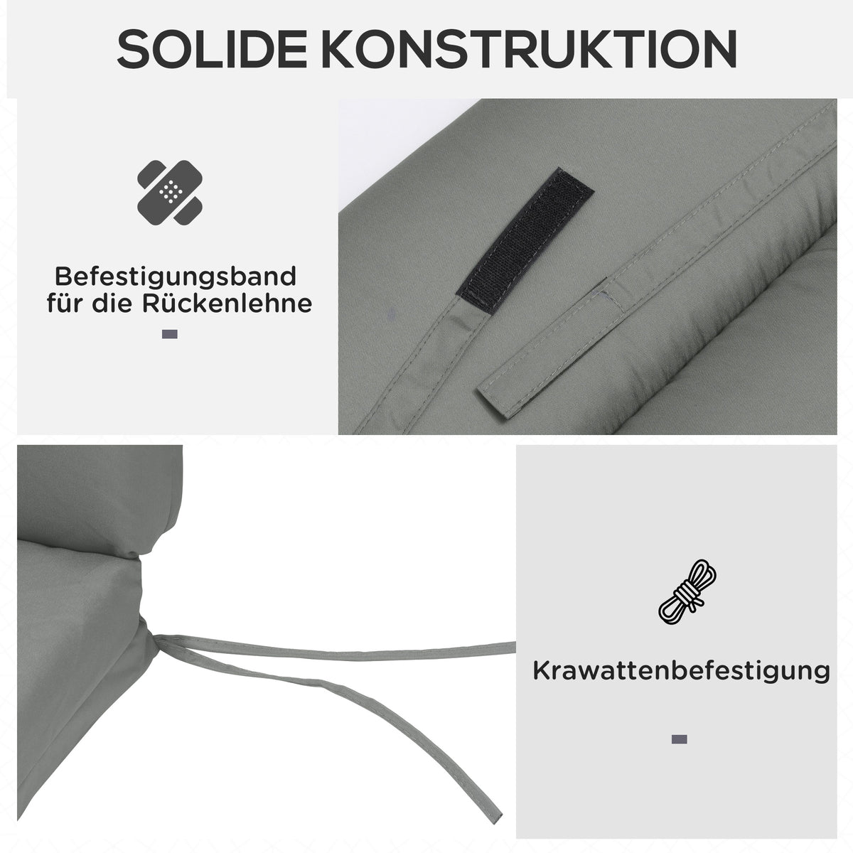 Outsunny Liegenauflage Liegenpolster Sonnenliege Auflage Gartenliege Polsterauflage Bezug Polyester Dunkelgrau 196 x 55 x 8 cm