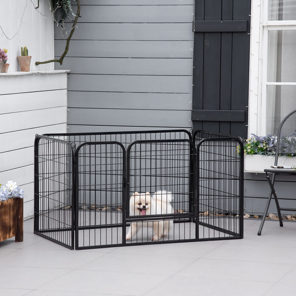 PawHut Welpenauslauf, klappbar, 1 Tür,  129 cm x 84 cm x 70 cm Schwarz
