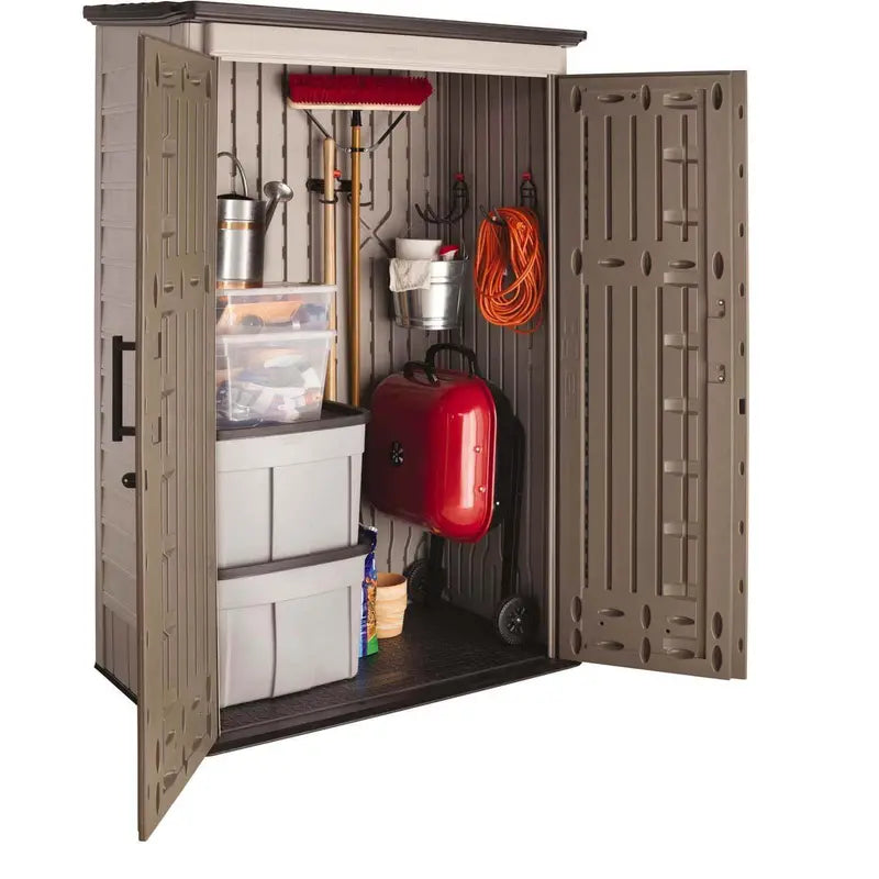 Weather-Resistant Outdoor Storage Shed – 52 Cu. Ft., Lockable Double Doors, UV-Protected
