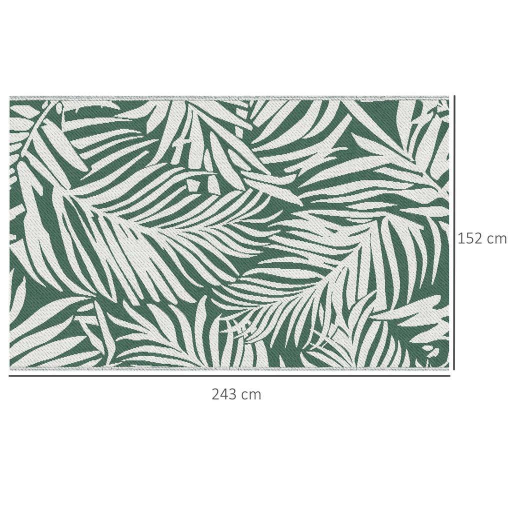 Outsunny Wendbarer Außenteppich mit tropischem Blattmuster - Hochdichtes Polypropylen 310 g/m² Maße 152L x 243B cm