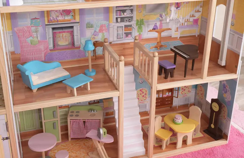 KidKraft Majestic Mansion Wooden Dollhouse – Three-Story Playset with 34 Accessories Included