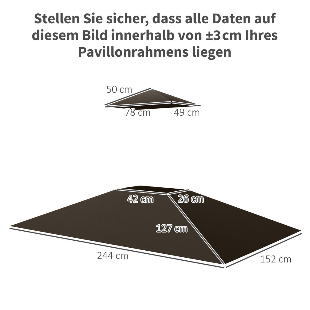 Outsunny Ersatzplane für Gartenpavillon, Grillpavillon-Ersatzdach für 152 x 244 cm Gestelle, UPF50+ Schutz, Polyester, Kaffee