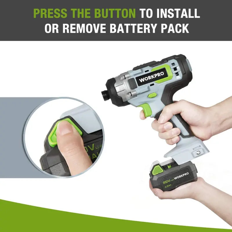 WORKPRO 20V 4.0Ah Lithium-Ion Battery – High-Capacity Power Pack for Cordless Tools