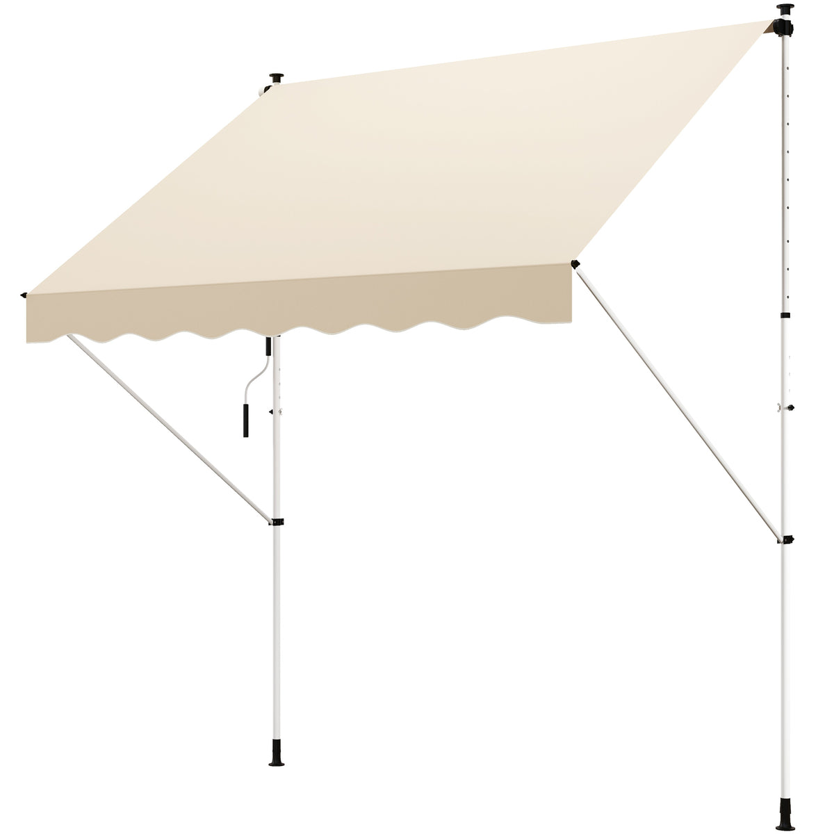 Outsunny Klemmmarkise mit Handkurbel höhenverstellbar Gelenkarmmarkise schmutzabweisend, witterungsbeständig Balkonmarkise 150cm breit Terrassenmarkise für Terrasse Balkon Veranda Beige