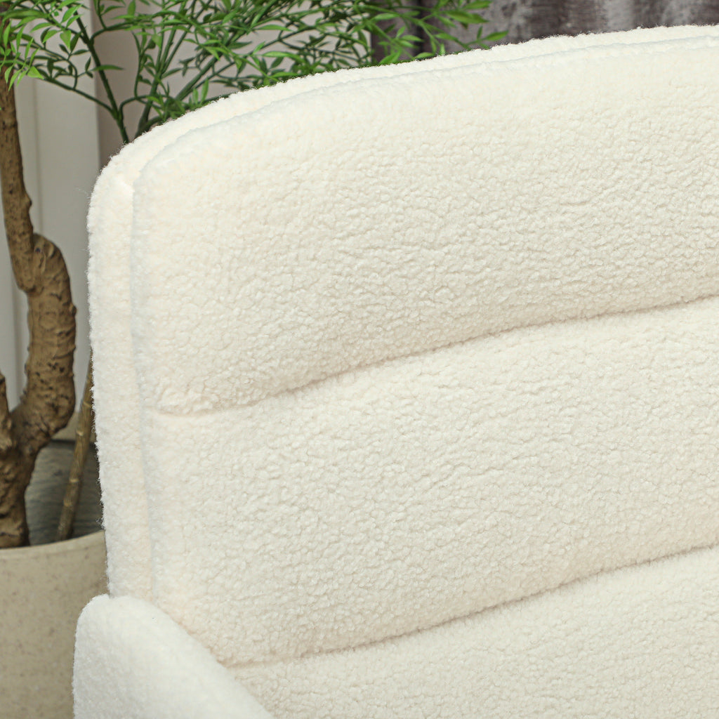 HOMCOM Fahrbarer Bürostuhl mit Stoffbezug, Armlehne, 5 Räder, drehbar, Cremeweiß