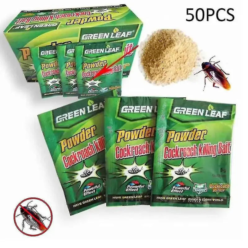 Green Leaf Powder Cockroach Bait – Eco-Friendly Pest Control Solution (20–100 Pack Options)