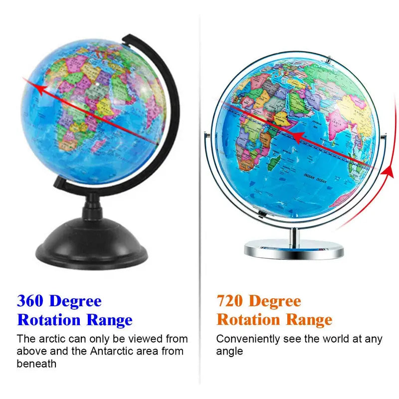 Illuminated Desktop World Globe — Educational LED-Lit Geographic Model