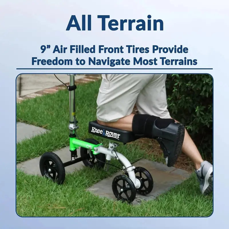 Hybrid All-Terrain Knee Scooter for Adults – Compact, Heavy-Duty Recovery Walker for Ankle/Foot Injuries (Green)
