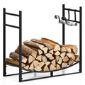 Heavy-Duty 33-Inch Metal Firewood Log Rack for Stable Outdoor Storage