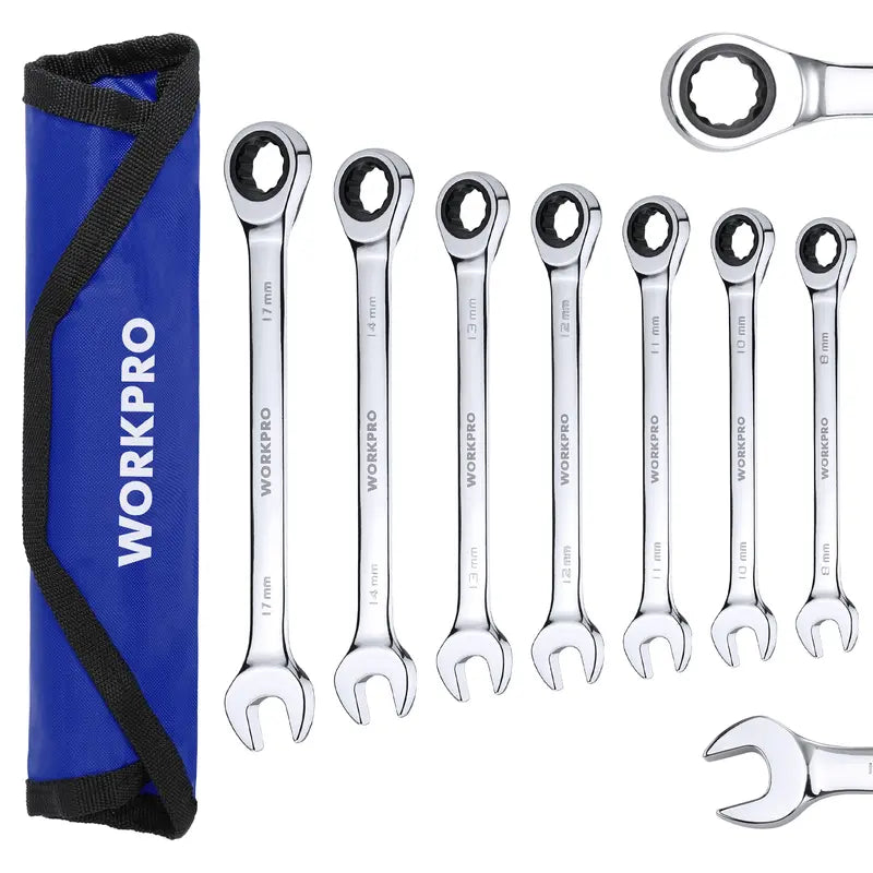 WORKPRO 7-Piece Ratcheting Combination Wrench Set – Compact & Durable