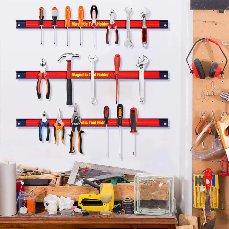 Six-Piece 18-Inch Magnetic Tool Holder Bars for Workshop Organization