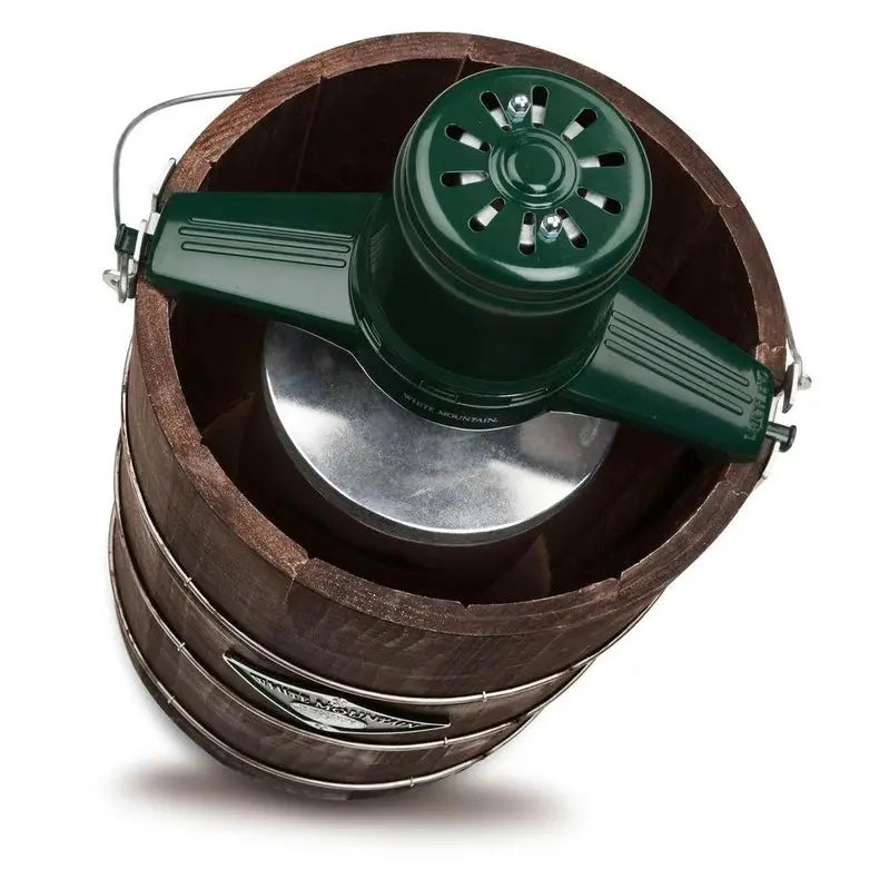 White Mountain Electric Ice Cream Maker – 6-Quart Capacity, Green & Brown Design