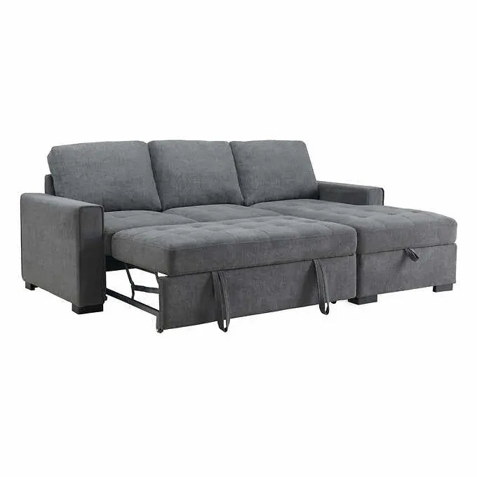 Kendale Modern Sleeper Sofa with Integrated Storage Chaise and Pull-Out Mattress
