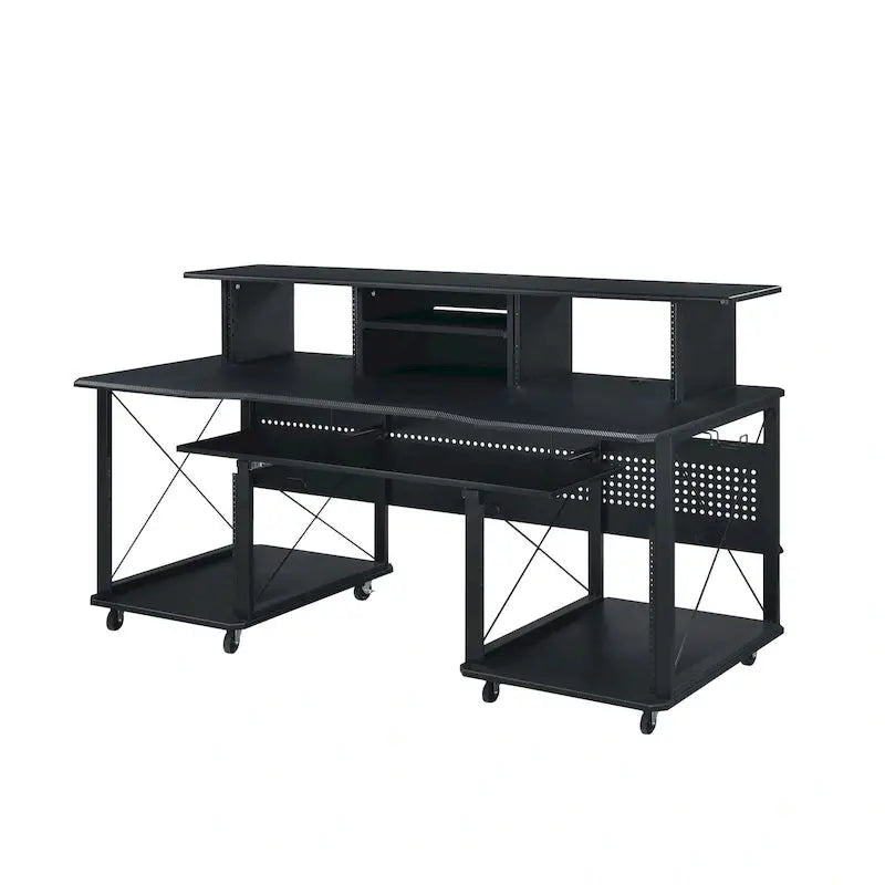 Portable Rectangular Music Desk – 8-Caster Mobility Base with Dedicated Keyboard Tray