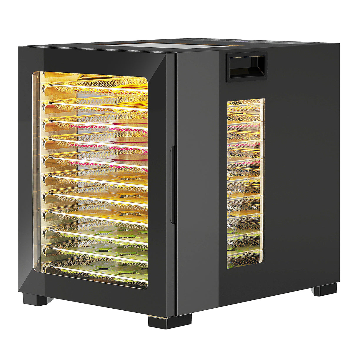 HOMCOM Dörrautomat Dörrgerät, 850 W, 40-70°C Temperaturregler, 48 Std. Timer, 12 Einlegefächer Edelstahl Schwarz