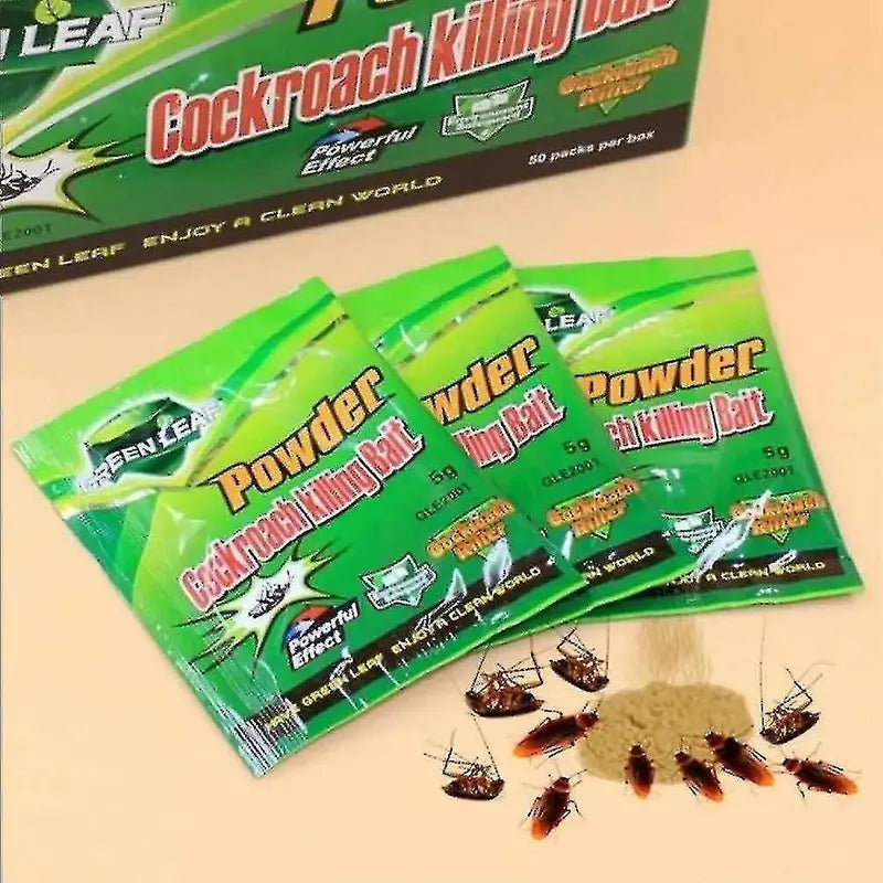Green Leaf Powder Cockroach Bait – Eco-Friendly Pest Control Solution (20–100 Pack Options)