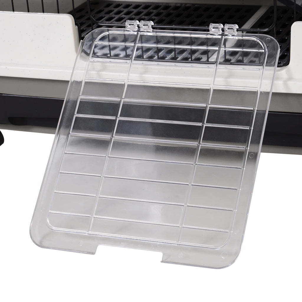 PawHut Kleintierkäfig mit 4 Räder Käfig 3 Öffnungen 2 Plattformen Metall Schwarz 81,2 cm x 52,7 cm x 110 cm