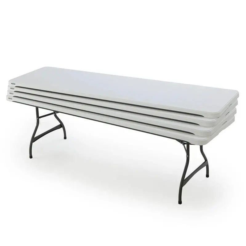 Lifetime 8-Foot Commercial Folding Tables – Stackable, White, 4-Pack (Model 80344)